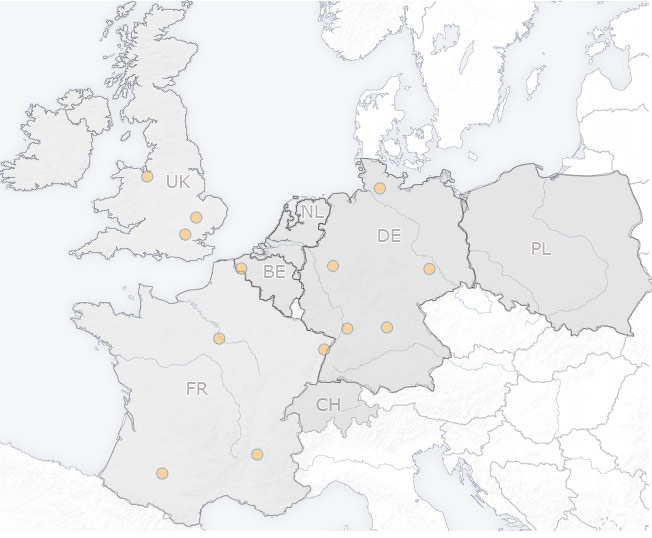 Våre lokasjoner (s) i Europa